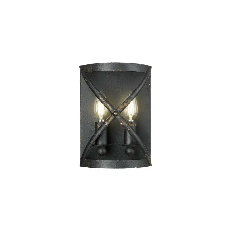 Alcott Two Light Wall Sconce Antique Black Iron
