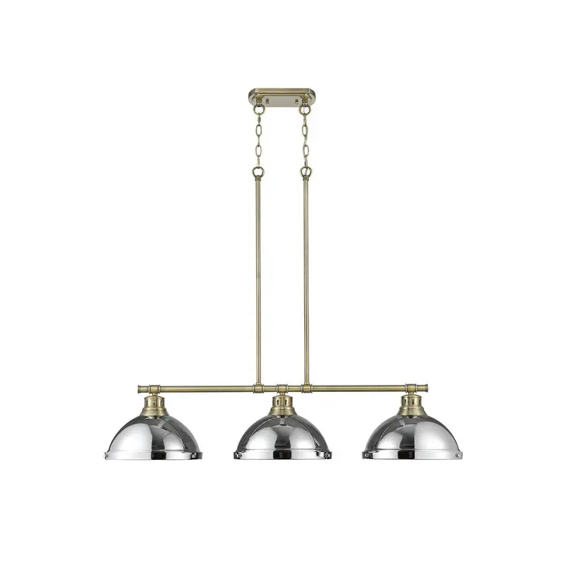 Duncan Three Light Linear Pendant Aged Brass