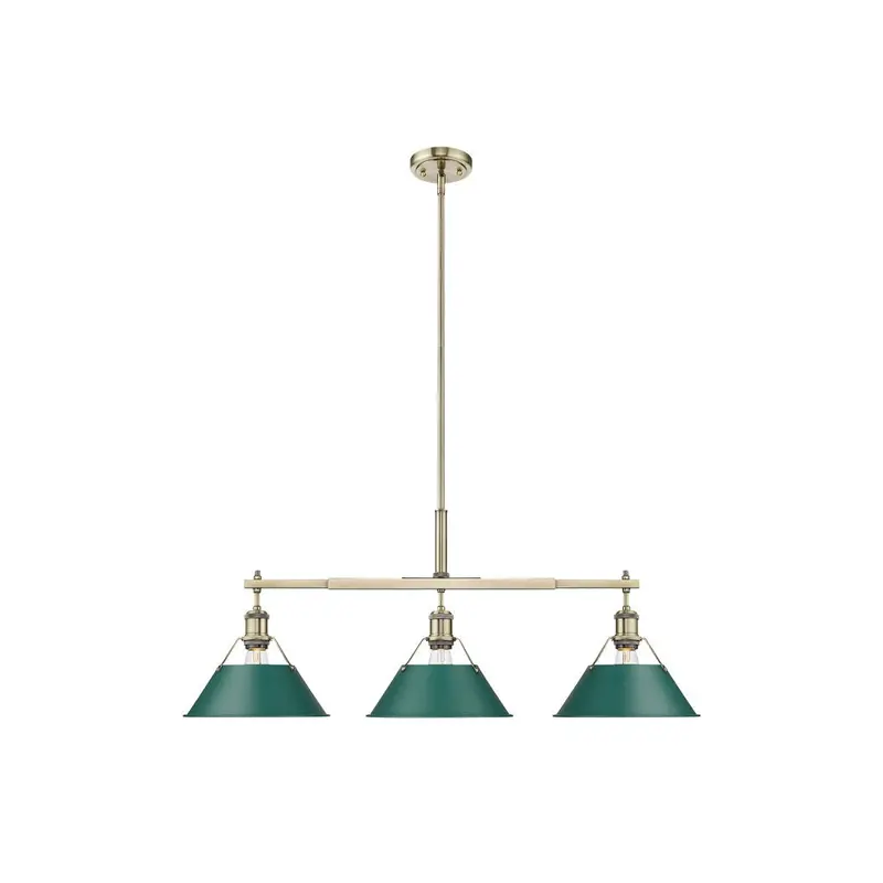 Orwell Three Light Linear Pendant Aged Brass