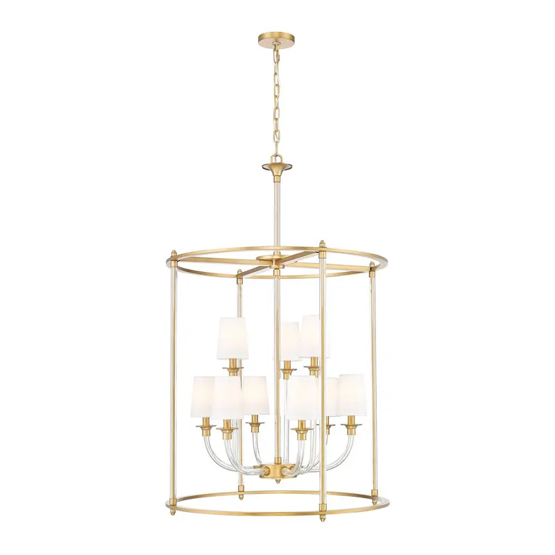 Katerina Nine Light Chandelier Rubbed Brass