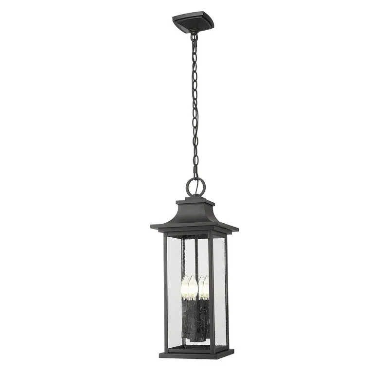 Tiberius Four Light Outdoor Chain Mount Ceiling Fixture Black