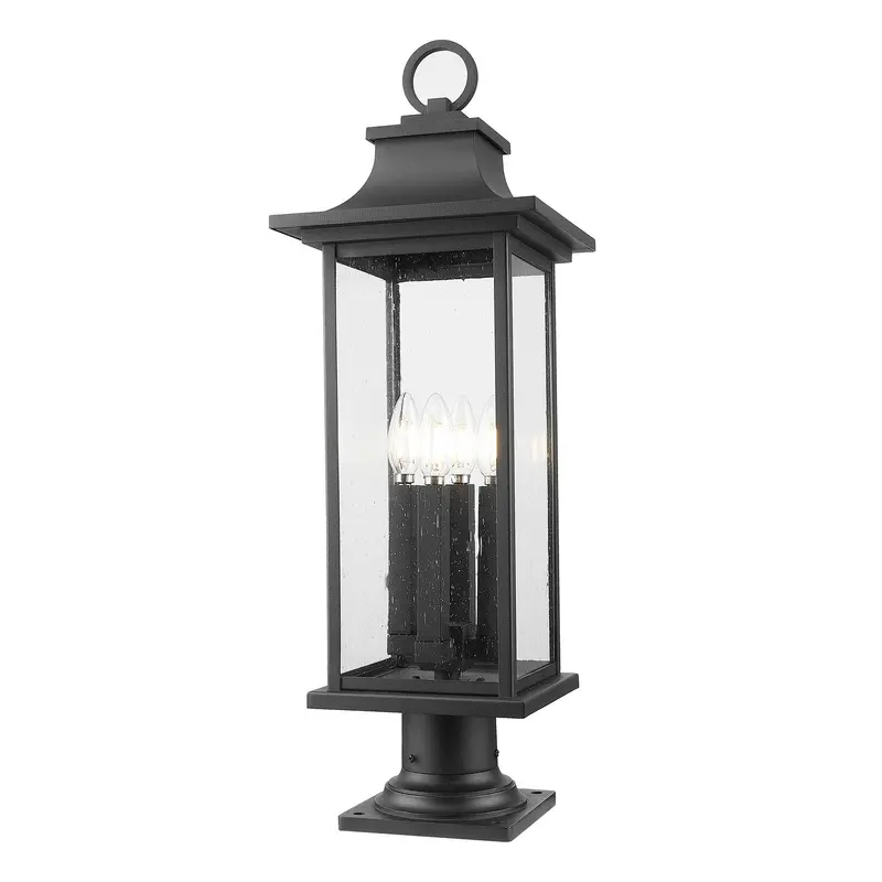 Tiberius Four Light Outdoor Pier Mounted Fixture Black