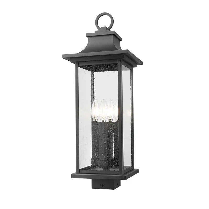 Tiberius Four Light Outdoor Post Mount Fixture Black