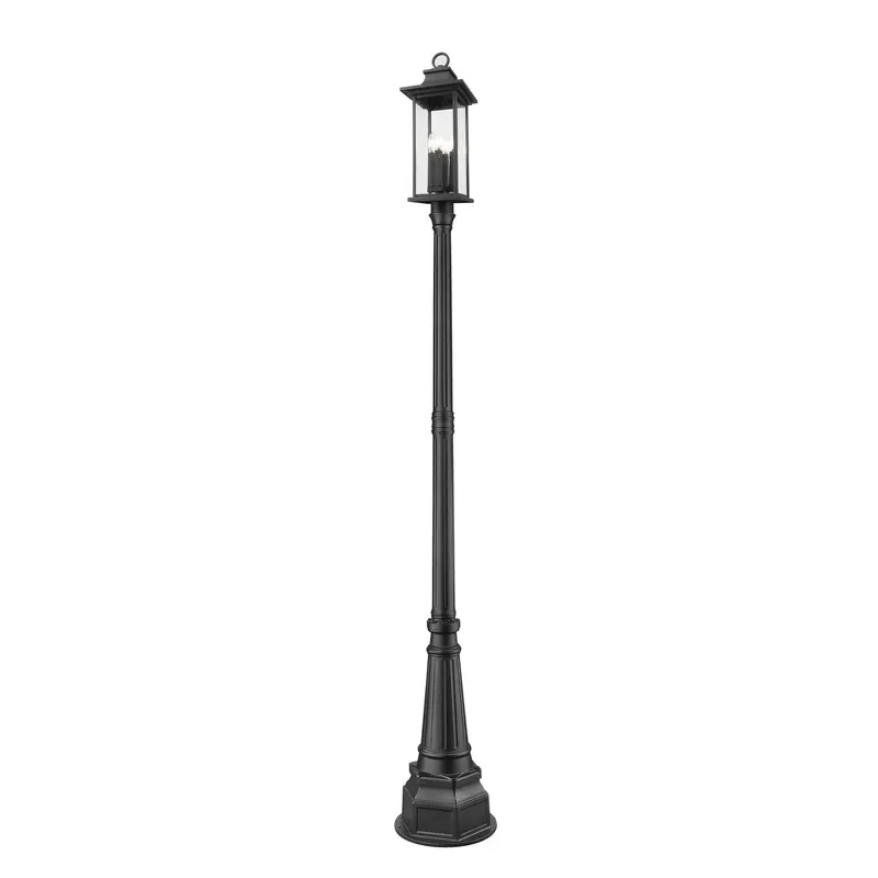 Tiberius Four Light Outdoor Post Mounted Fixture Black