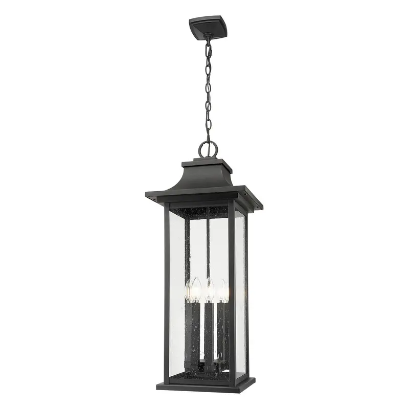 Tiberius Six Light Outdoor Chain Mount Ceiling Fixture Black