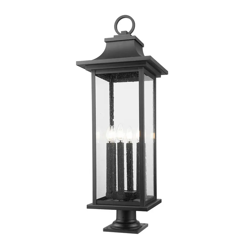 Tiberius Six Light Outdoor Pier Mounted Fixture Black