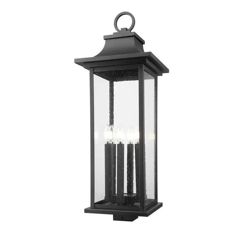 Tiberius Six Light Outdoor Post Mount Fixture Black