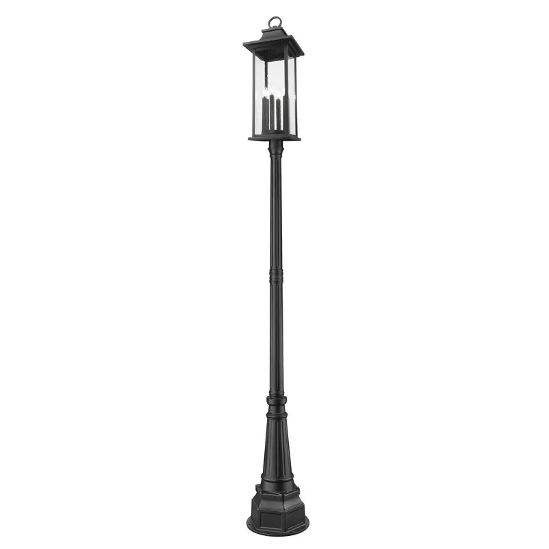 Tiberius Six Light Outdoor Post Mounted Fixture Black
