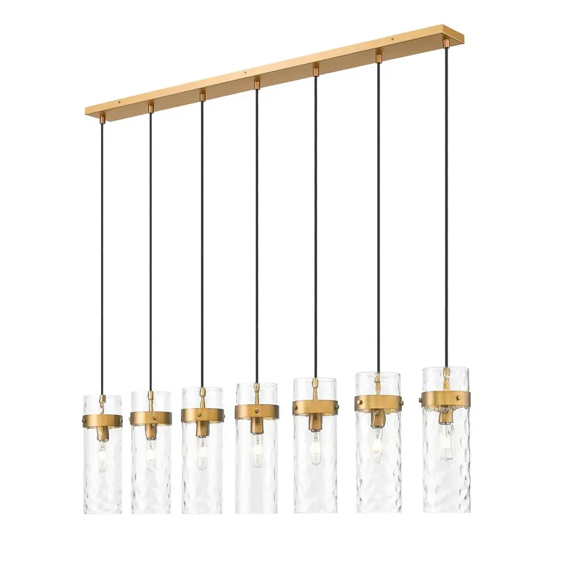 Fontaine Seven Light Linear Chandelier Rubbed Brass