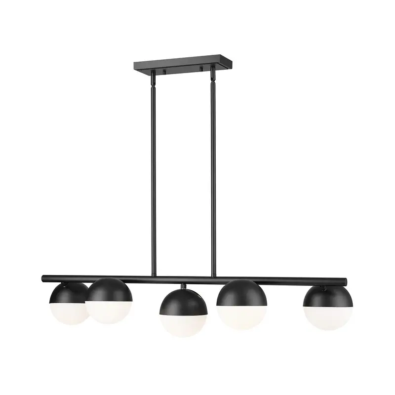 Realm Sphere Five Light Linear Chandelier Matte Black