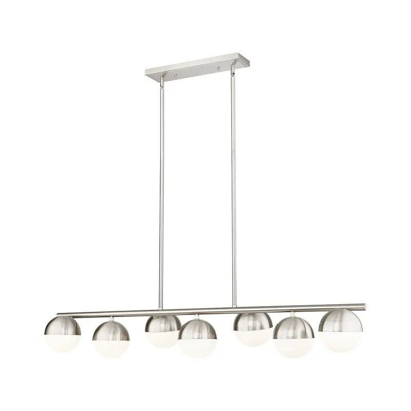 Realm Sphere Seven Light Linear Chandelier Brushed Nickel