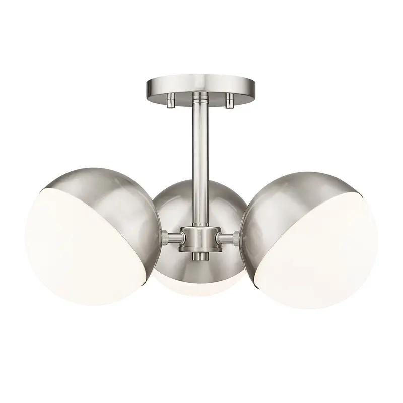 Realm Sphere Three Light Semi Flush Mount Brushed Nickel