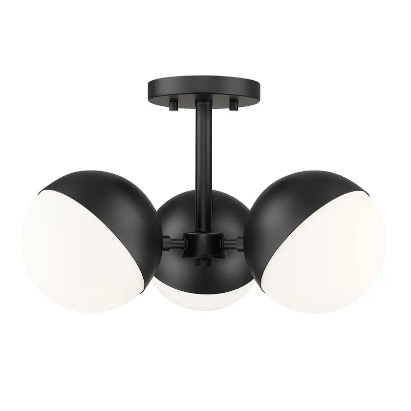 Realm Sphere Three Light Semi Flush Mount Matte Black