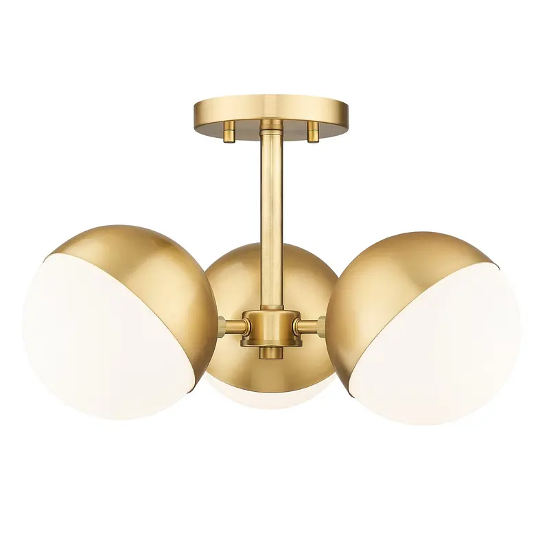 Realm Sphere Three Light Semi Flush Mount Modern Gold