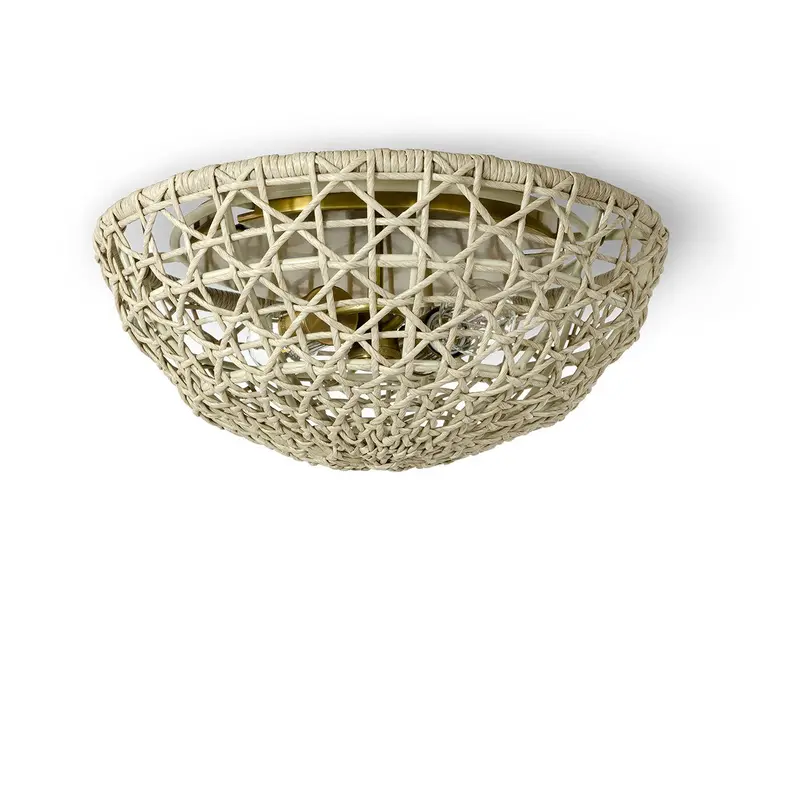 Montego Two Light Outdoor Flush Mount Antique Brass