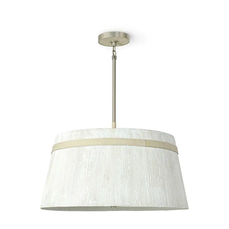 Althea Three Light Chandelier Pewter / Beige Leather