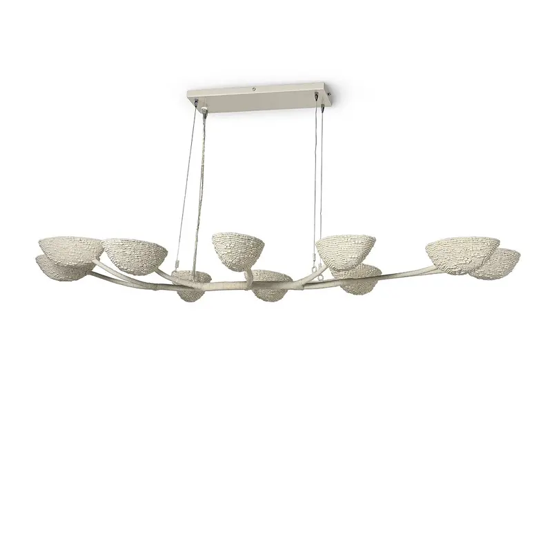 Delilah Ten Light Linear Chandelier Matte Cream
