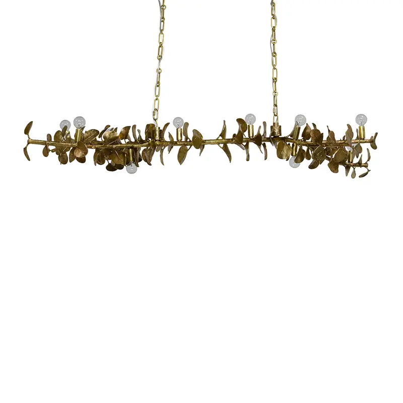 Eucalyptus Ten Light Chandelier Satin Brass
