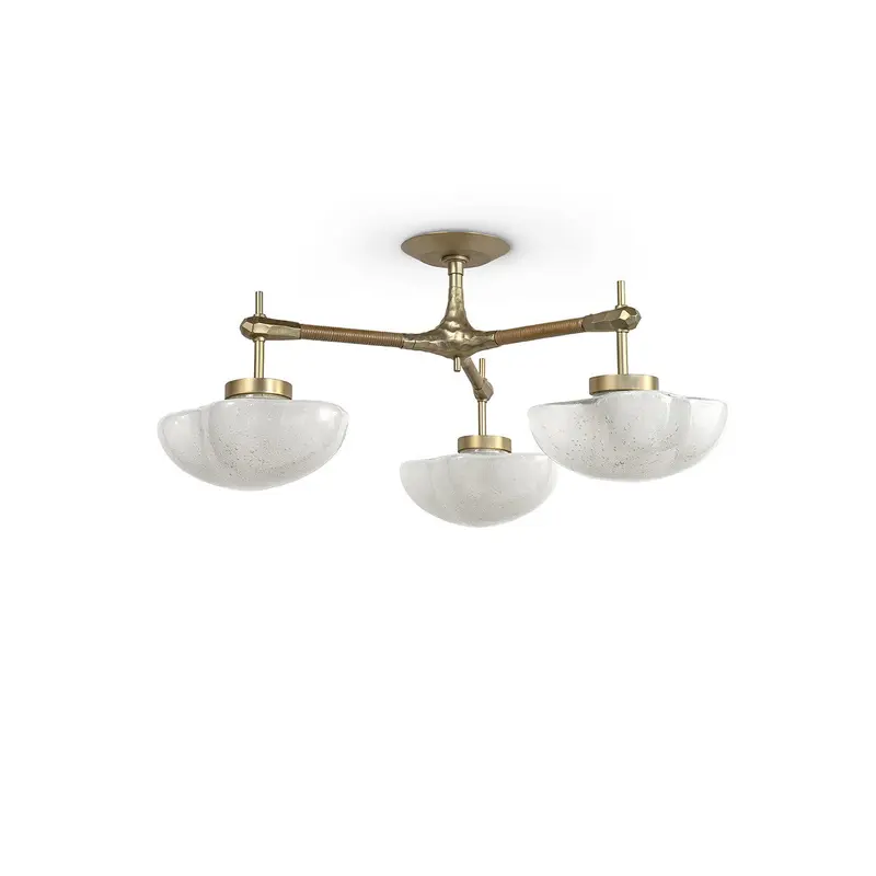 Cicero Three Light Semi Flush Mount Champagne Brass