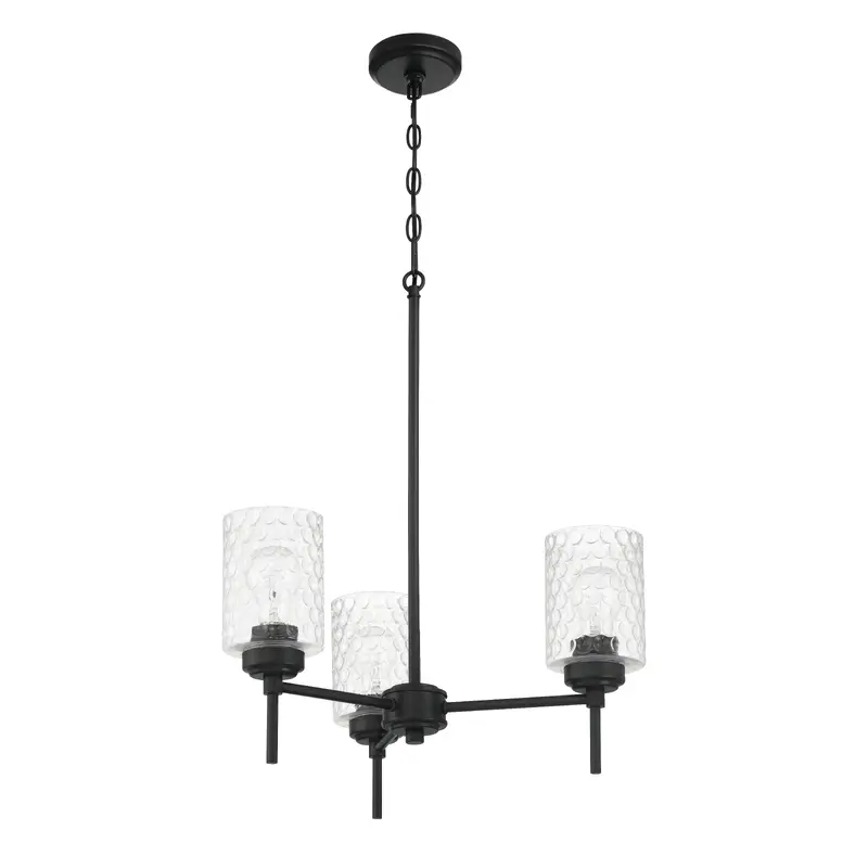 Claire Three Light Chandelier Flat Black