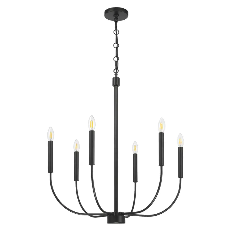 Traci Six Light Chandelier Flat Black