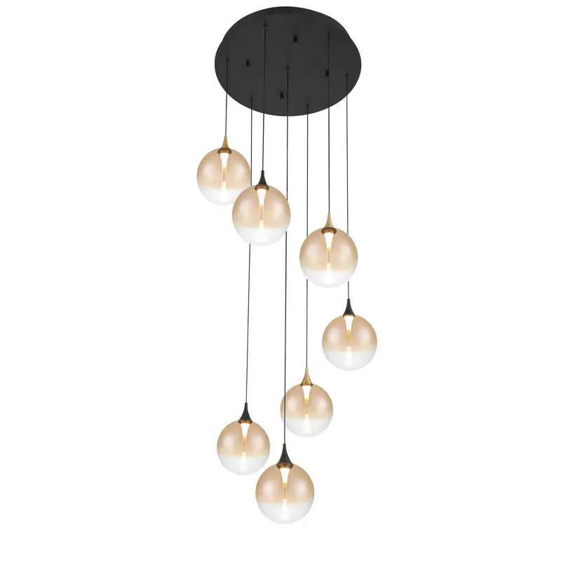Seven Light Chandelier Gold-Black