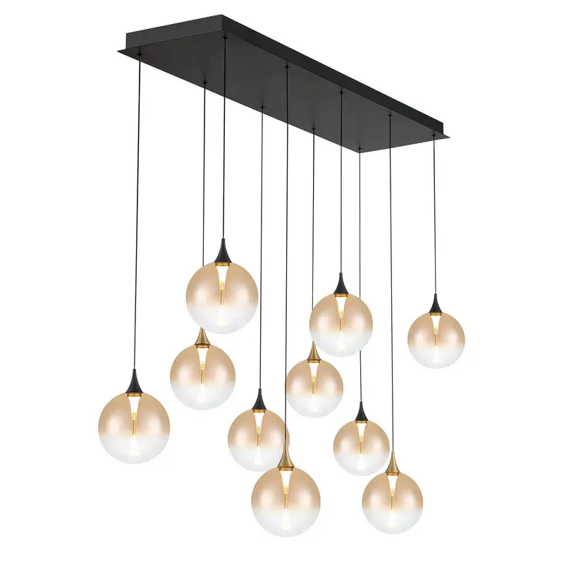 Ten Light Chandelier Gold-Black