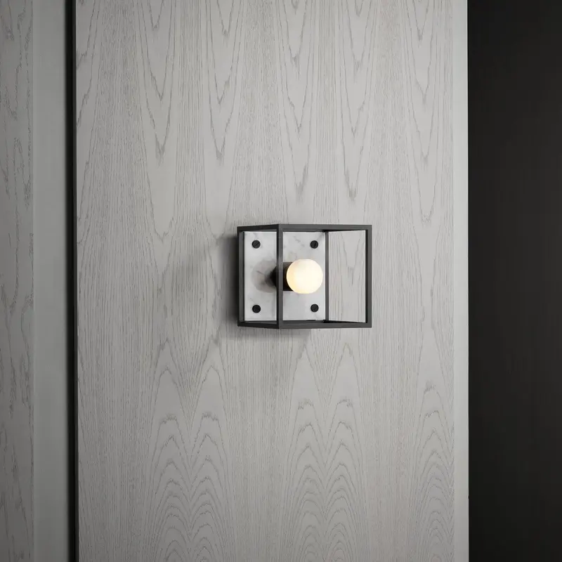 One Light Ceiling Mount White Marble