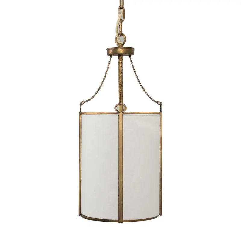 Ida One Light Pendant Antique Bronze/White Linen/White Acrylic Diffuser