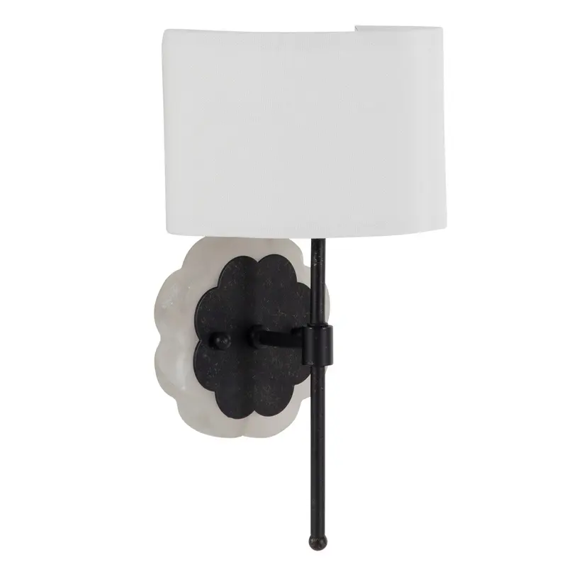 Shirley One Light Wall Sconce Brushed Black/Natural Alabaster