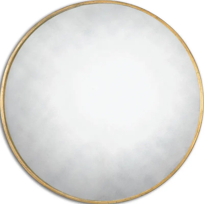 Junius Round Mirror Antiqued Gold