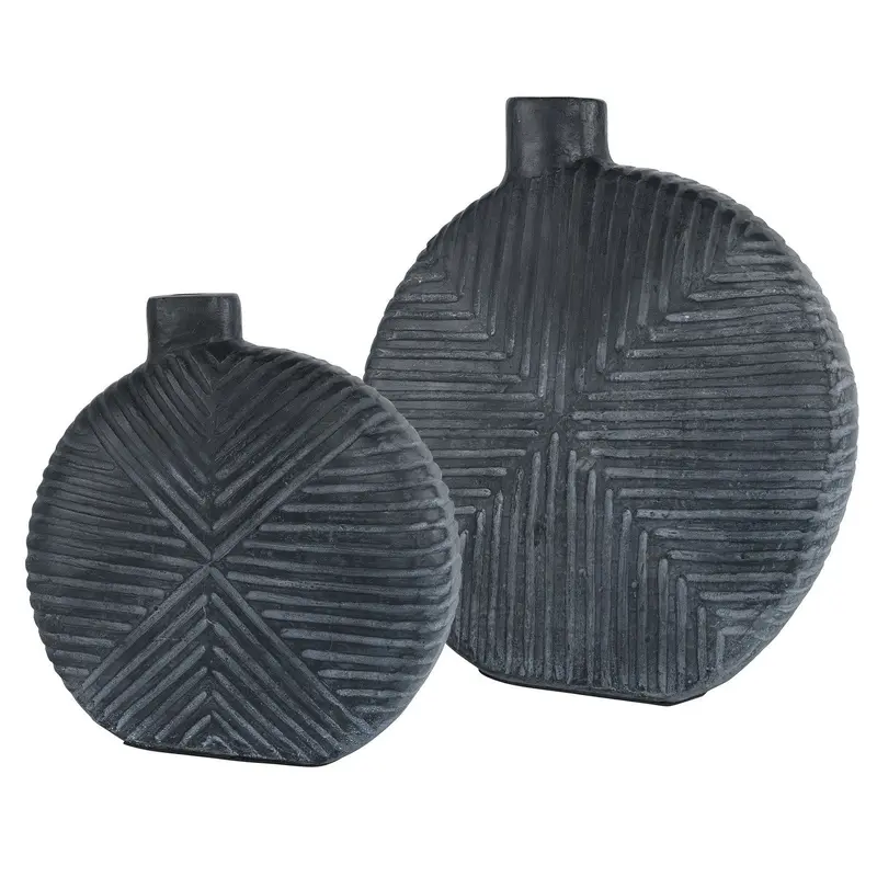 Viewpoint Vases, Set/2 Aged Black