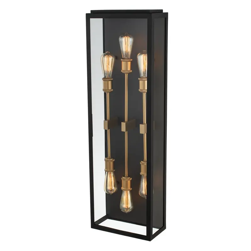 Ashland Six Light Wall Sconce Matte Black w Sanded Gold