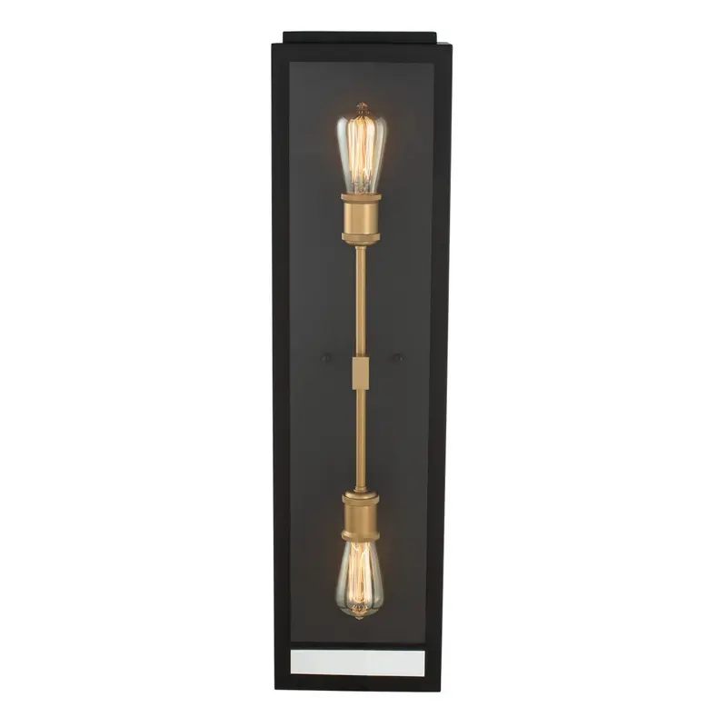 Ashland Two Light Wall Sconce Matte Black w Sanded Gold