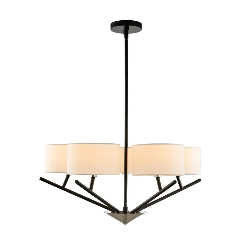 Tahoe Five Light Chandelier Matte Black w Polished Nickel
