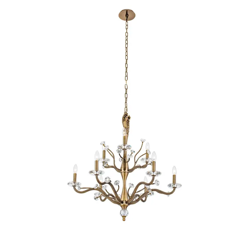 Venus Nine Light Chandelier Historic Brass
