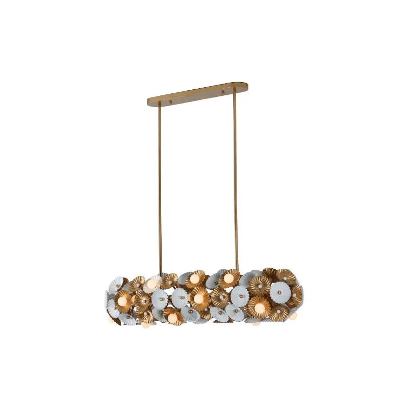 Damask 24 Light Island Pendant White and Vintage Brass