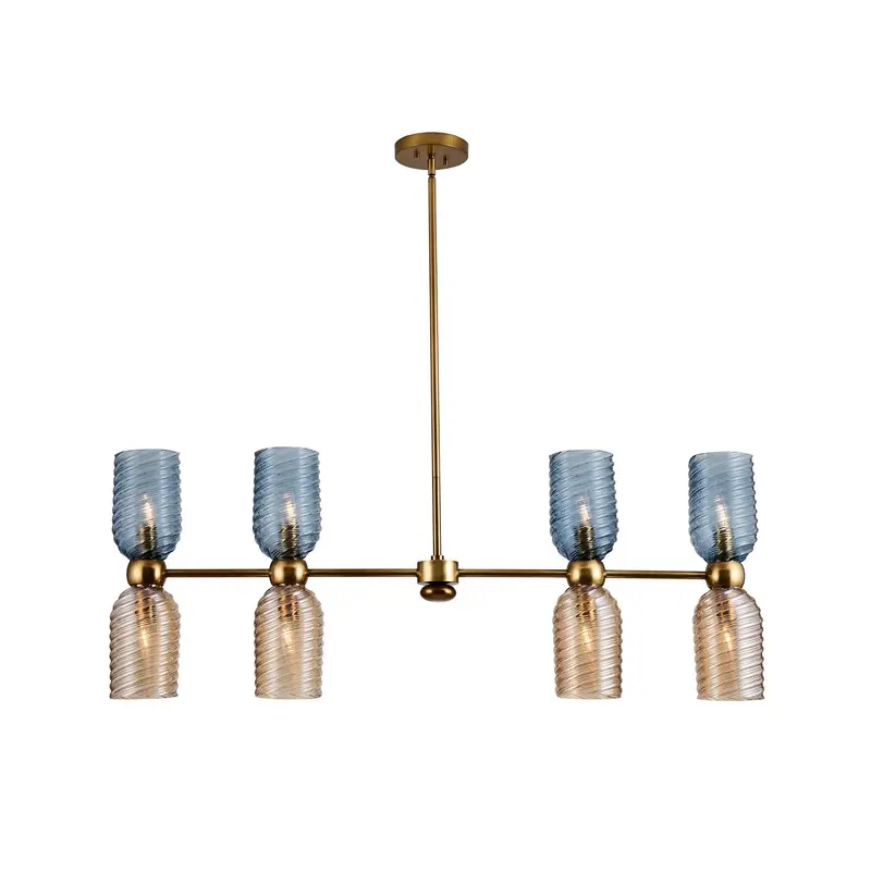 Azul Eight Light Island Pendant Aged Gold