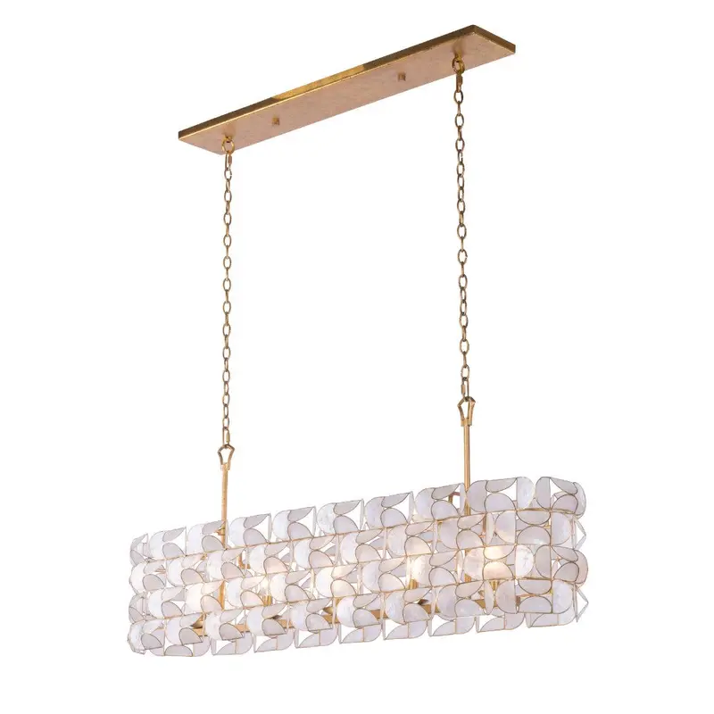 Crescent Five Light Island Pendant Oxidized Gold Leaf