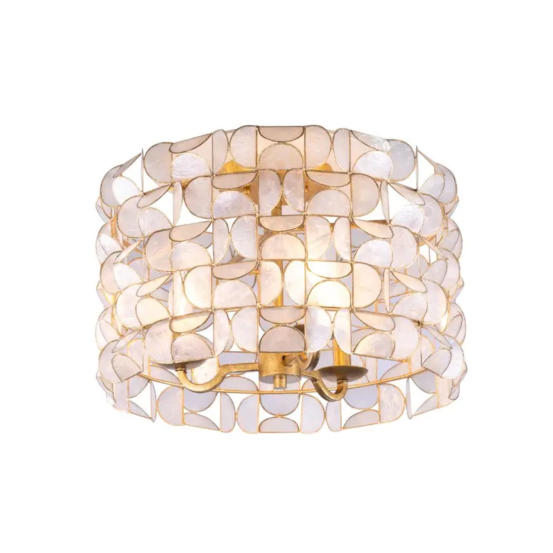 Crescent Four Light Flush Mount Oxidized Gold Leaf