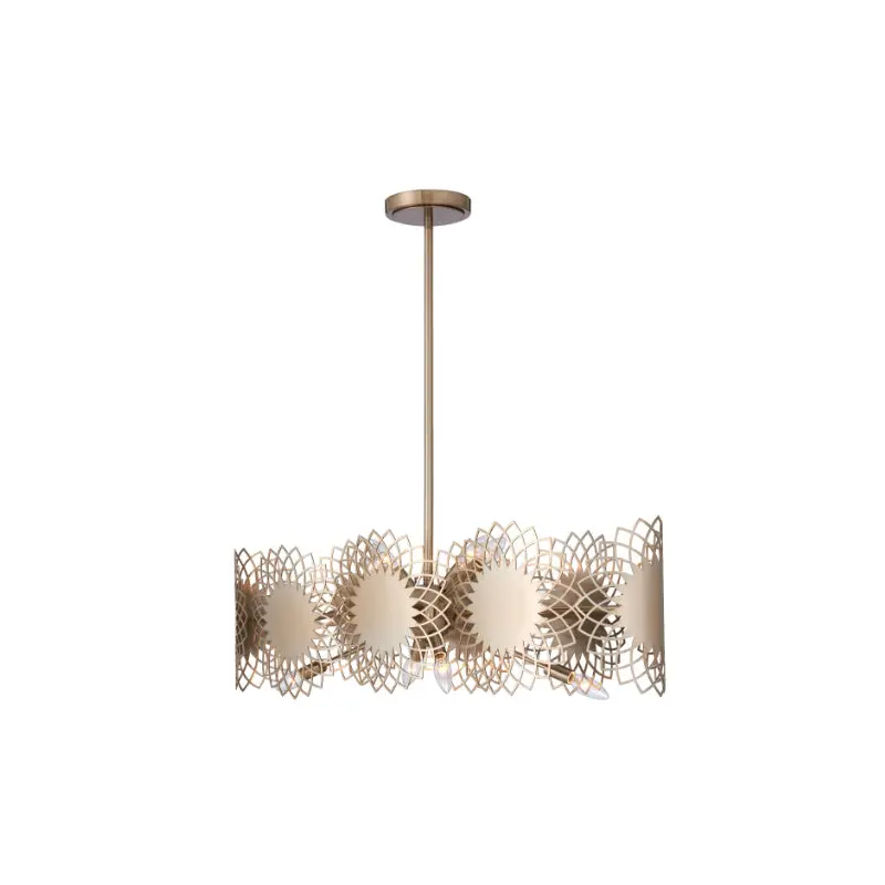 Helia Eight Light Island Pendant Brushed Champagne Gold