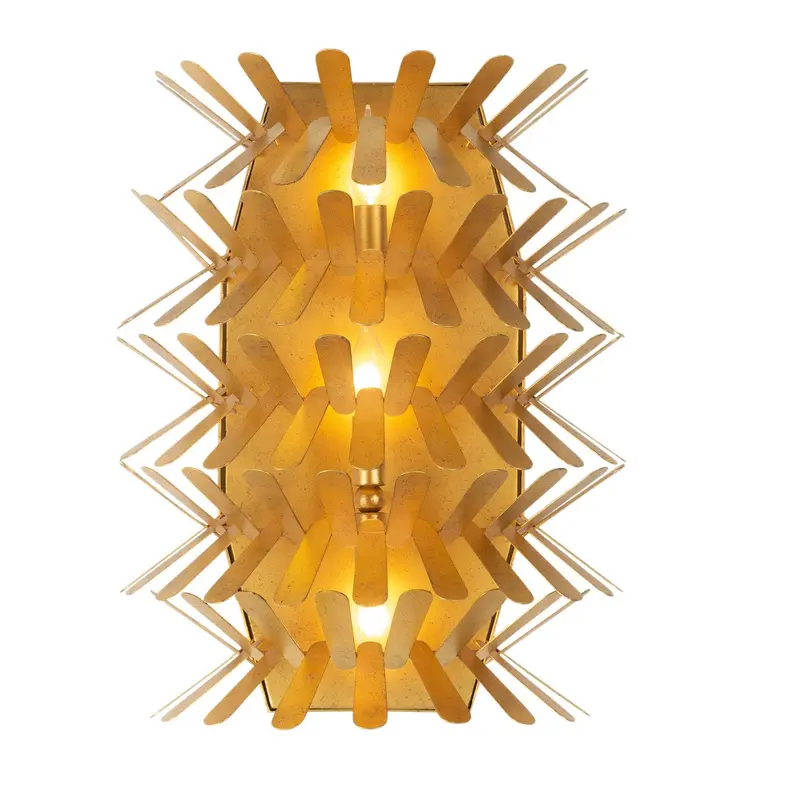 Spur Three Light Wall Sconce Oxidized Gold Leaf
