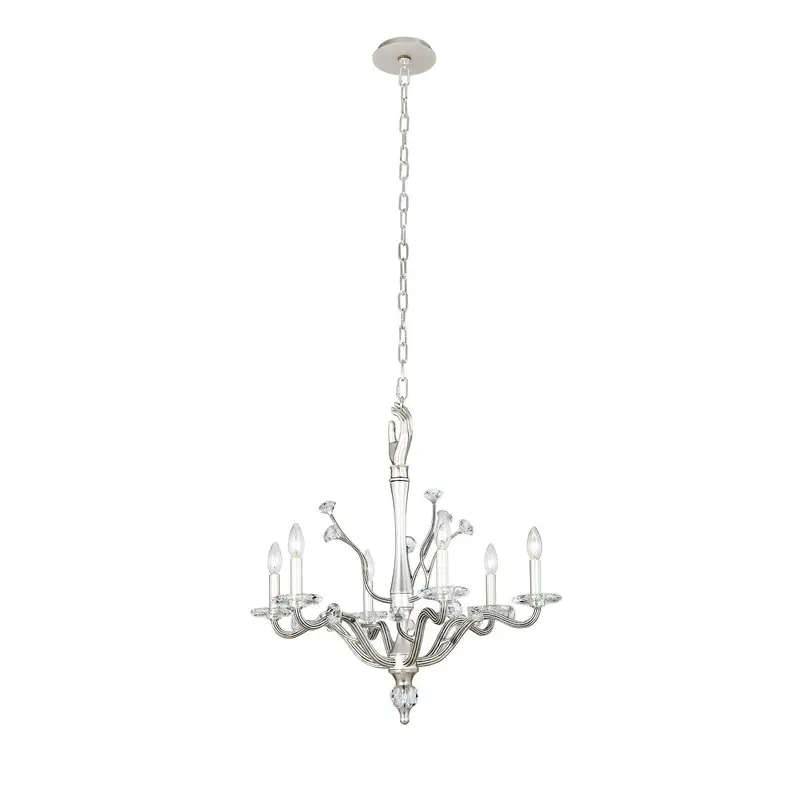 Venus Six Light Chandelier Pewter