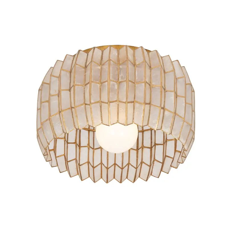 FRACTAL One Light Flush Mount Oxidized Gold Leaf