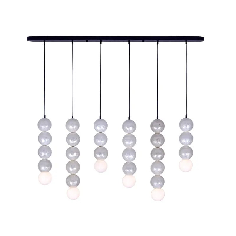 Pearls Six Light Island Pendant Matte Black