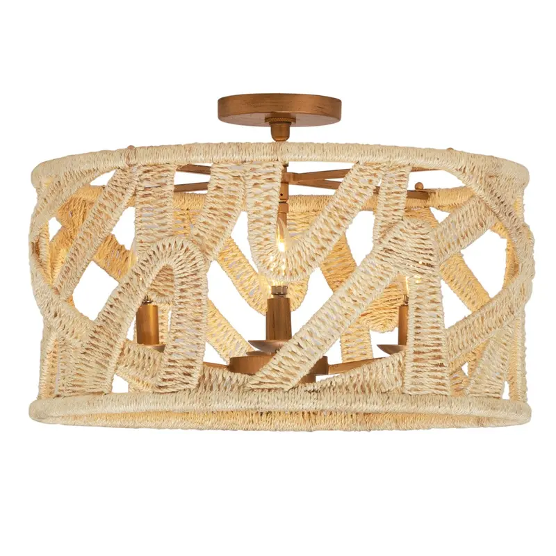 SOGA Four Light Semi Flush Mount Modern Gold And White