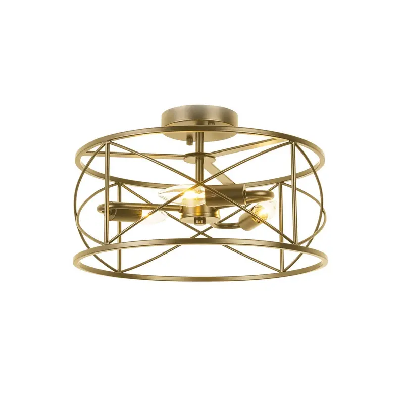 Calah Three Light Flush Mount Aged Brass