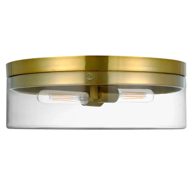 Fiona Two Light Flush Mount Aged Brass