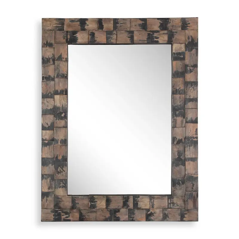 Burke Mirror Weathered Black, Brushed Stain
