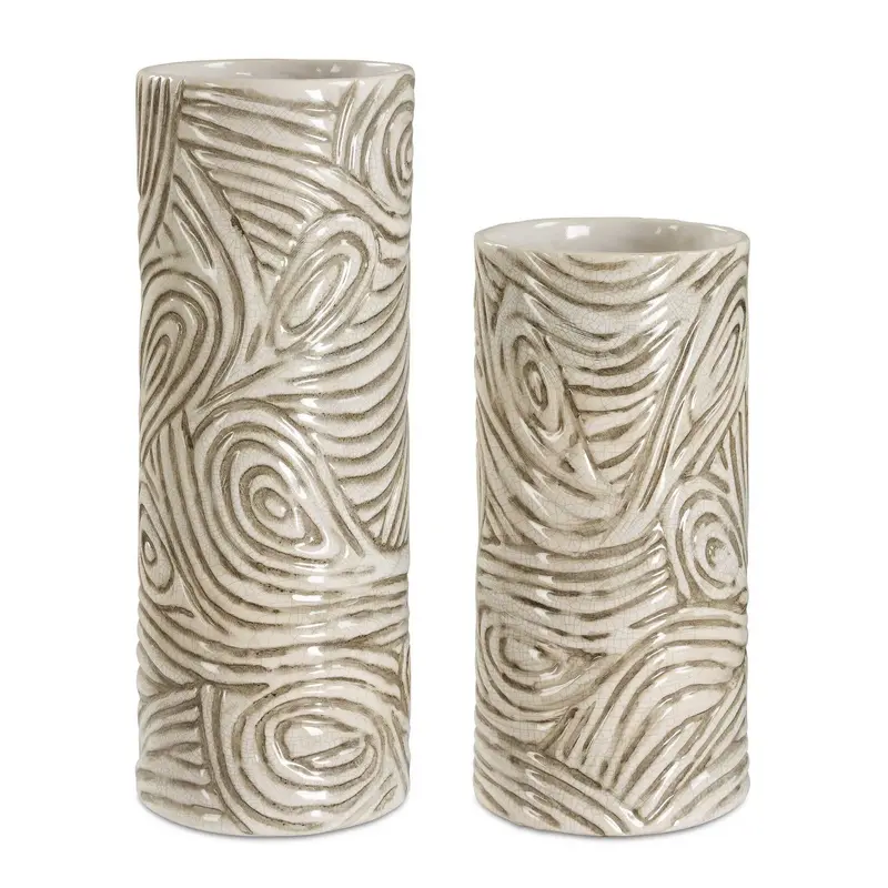 Timber Vases Set/2 Earthy Tones